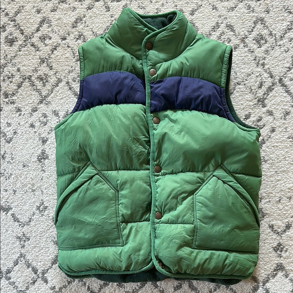 Green and Blue Mini Boden Puffer Vest